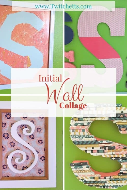 Initial Wall Collage-Multiple crafts to create an alphabet wall for a kids room. Use any color to match any theme, from girls room, to boys room, to a gender neutral or boy/girl room.