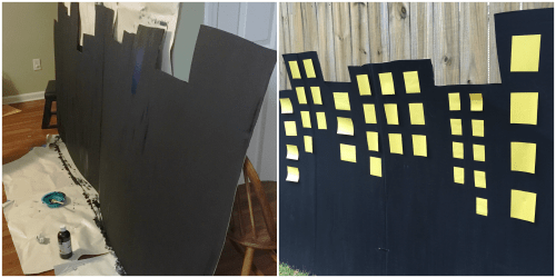A quick DiY night scene is the perfect prop for our PJ Masks Party Activity!