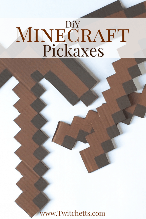 Make these DiY Minecraft Pickaxe for your Minecraft fan. Make them for a room decoration, for a Minecraft birthday party, or just a fun craft!