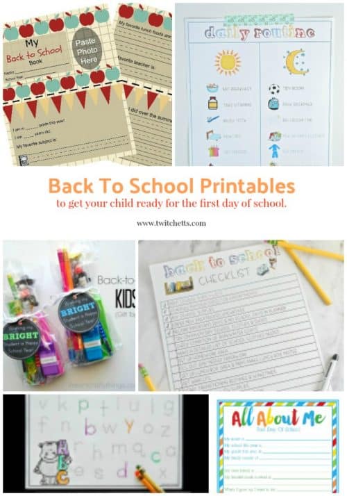 Back to school printables. A resource of printables to get ready for the first day of school. Perfect for starting kindergarten or starting preschool.