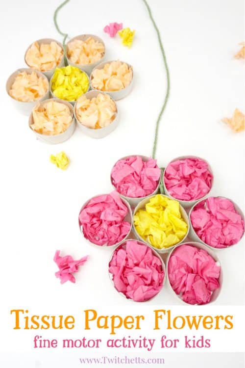 This tissue paper flowers activity helps to strengthen your child's fine motor skills while creating a fun flower craft!