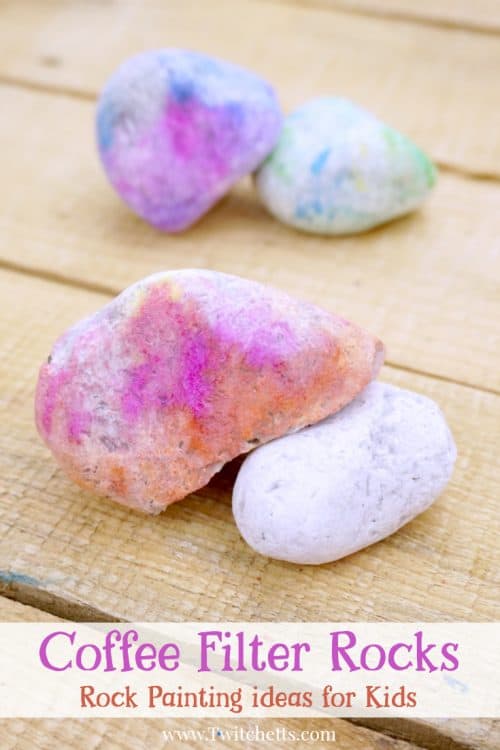 Did you know you can make amazing rocks with simple supplies? This craft uses coffee filters to create a beautiful effect. It's a perfect rock painting idea for kids!