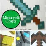 DIY Minecraft crafts that are perfect for any gamer who LOVES Minecraft. Grab some cardboard and let's start making Minecraft swords, torches, and pickaxes! These crafts are perfect for a Minecraft birthday party, decorating that perfect Minecraft themed bedroom or just a fun activity! Let the MINECRAFTing begin!! #minecraftcraft #diyminecraft #minecraftbirthdayparty #minecraftdecor #diyminecraftsword #diyminecrafttorch #diyminecraftpickaxe #minecraft