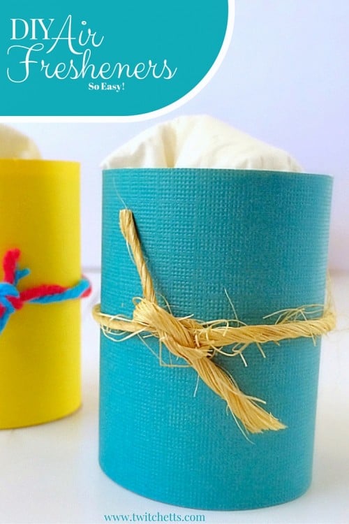DIY Air Fresheners-Diffuse Essential Oils using simple toilet paper tubes. Great way to upcycle TP roles. Quick, Easy, and Inexpensive craft using toilet paper rolls