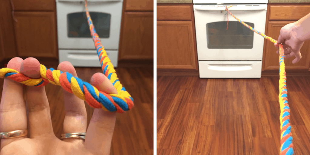 This recycled dog toy is created in minutes. It will entertain your best friend for hours. Only old t-shirts are needed to make this DIY doggie tug toy!