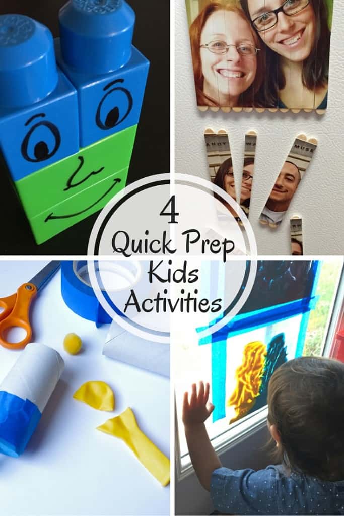 Here are 4 quick prep kids activities. With limited supplies you can get these together in no time!
