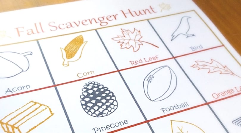 Grab you free fall scavenger hunt for a fun kids activity. Take a walk around the block and see how many things you can find!