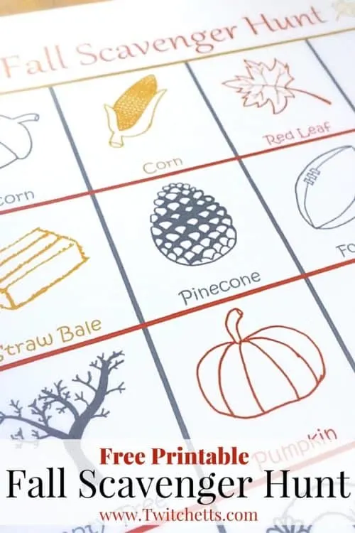 Grab you free fall scavenger hunt for a fun kids activity. Take a walk around the block and see how many things you can find!