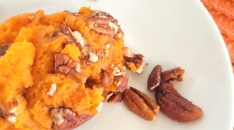 Thanksgiving sweet potatoes are a must for our spread! This Sweet Potato Casserole with Pecans is a nice twist if you want to skip the marshmallows this year.
