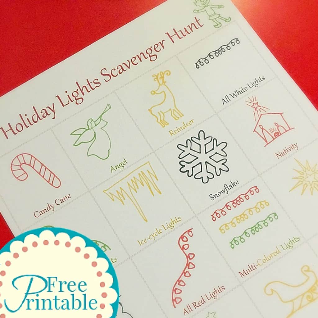 Holiday Lights Scavenger Hunt Free Printable Winter Activity. Enjoy this fun part of Christmas!