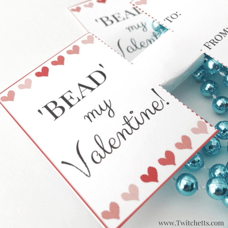 A NonCandy Valentine idea using bead necklaces Free Template!