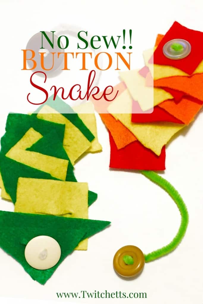 This no sew button snake is simple to create! A great sensory toy for toddlers to learn their buttoning skills. Works well as a busy bag item too.