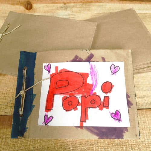 Recycled grocery bag craft books. Fun for Father's Day gifts, Mother's Day gifts, birthdays, stories, scavenger hunts, nature walks, and more. A great activity for toddlers and big kids too!