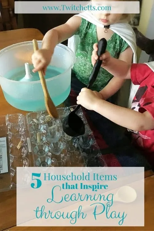 5 Household Items that Inspire Learning Through Play-Entertain your kiddos with play-based learning at home. You don't need fancy craft ideas to teach your children. Simple items from around your home can inspire your child's imagination.