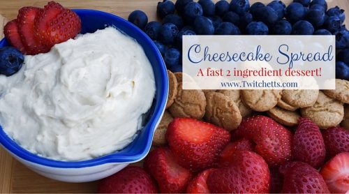 Make this quick cheesecake spread anytime you need a fast dessert. Made by mixing just 2 ingredients and can be served with anything on the side.