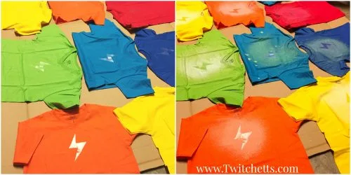 Create these custom t-shirts for any party! You can create this silhouette effect in just about any shape you can think of! Perfect for kids party favors or creating a theme for any event!