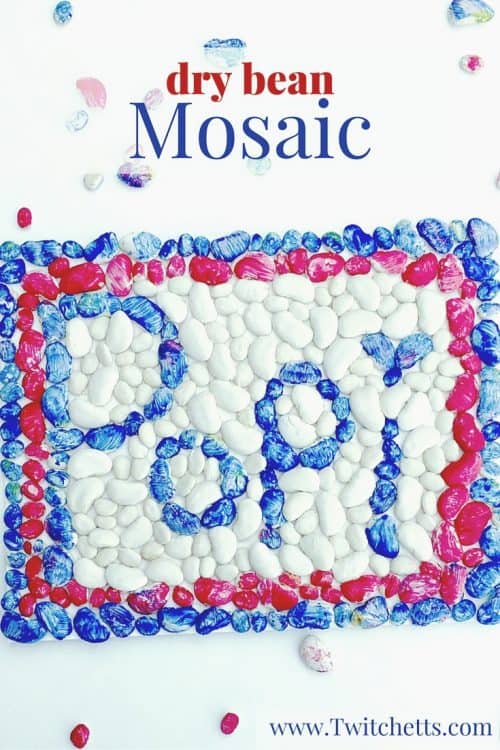 This dry bean mosaic can be a toddler craft or a kids activity! Make it for fun or as a homemade gift from the kids. Adults could even create a fun piece of art too!