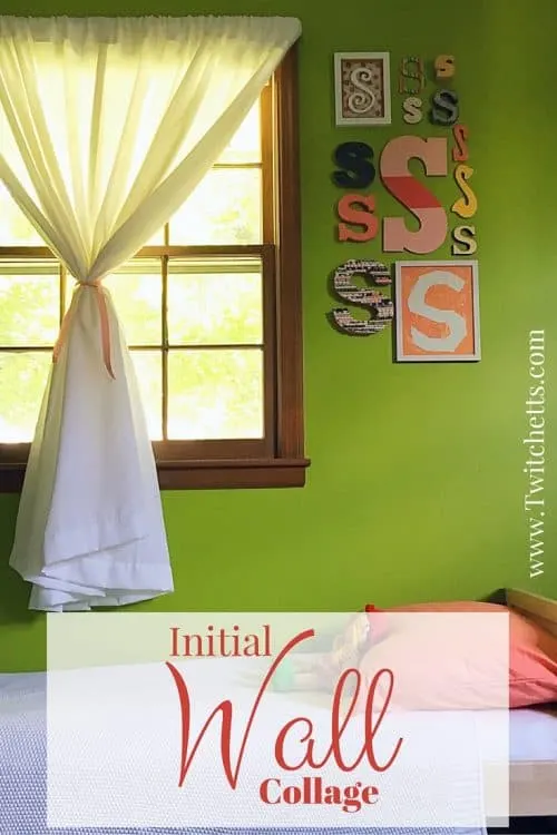 Initial Wall Collage-Multiple crafts to create an alphabet wall for a kids room. Use any color to match any theme, from girls room, to boys room, to a gender neutral or boy/girl room.