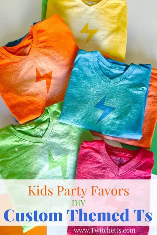 Create these custom t-shirts for any party! You can create this silhouette effect in just about any shape you can think of! Perfect for kids party favors or creating a theme for any event!