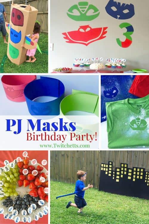 An overview from a 3 year old's birthday party. This PJ Masks party theme was a blast! So many fun ideas for food, decorations, party favors, an activity, and more!