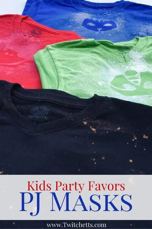 These fun custom t-shirts make the perfect party favor for your kids PJ Masks Birthday party!