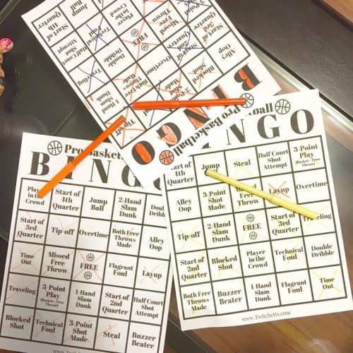 This Free Printable Pack includes 6 different Pro Basketball Bingo Boards. A great kids activity or a fun adult game to add the next time you watch an NBA basketball game.