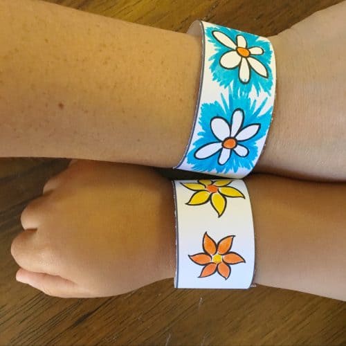 Print off these fun coloring book bracelets for your kiddos. There are 2 different designs and DiY instructions on how to put them together.