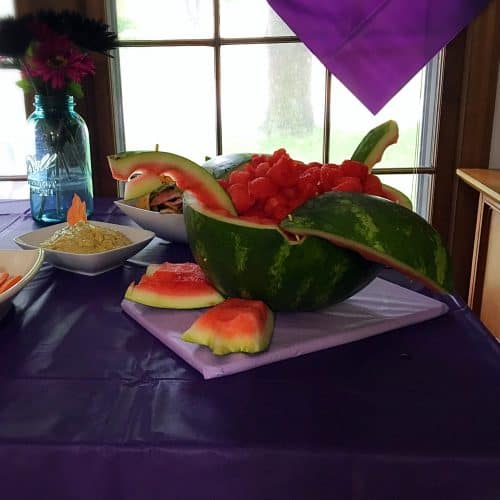 Watermelon Dragon from our Dragons: Race To The Edge party. A Netflix spin-off of How To Train Your Dragon. It was a fun dragon party that the kiddos loved at her birthday party