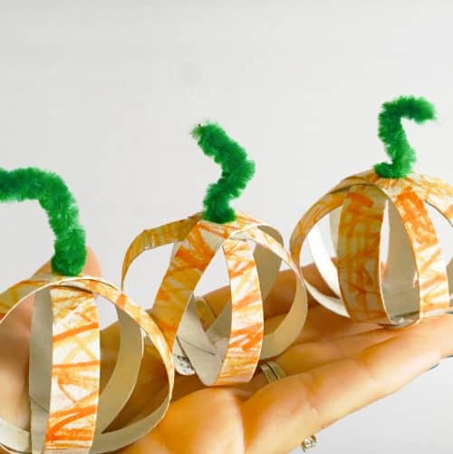 This is a fast & fun fall craft! It can be an assisted toddler craft, or a older kids craft. These cute little pumpkins can be placed around the house to add a little fall to your decor.