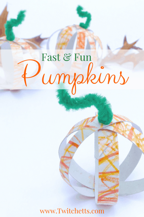 This is a fast & fun fall craft! It can be an assisted toddler craft, or a older kids craft. These cute little toilet paper tube pumpkins can be placed around the house to add a little fall to your decor.