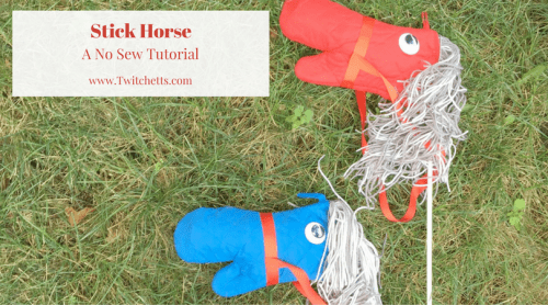 No Sew Stick Horse-Tutorial for creating diy horses with cheap supplies from the dollar store