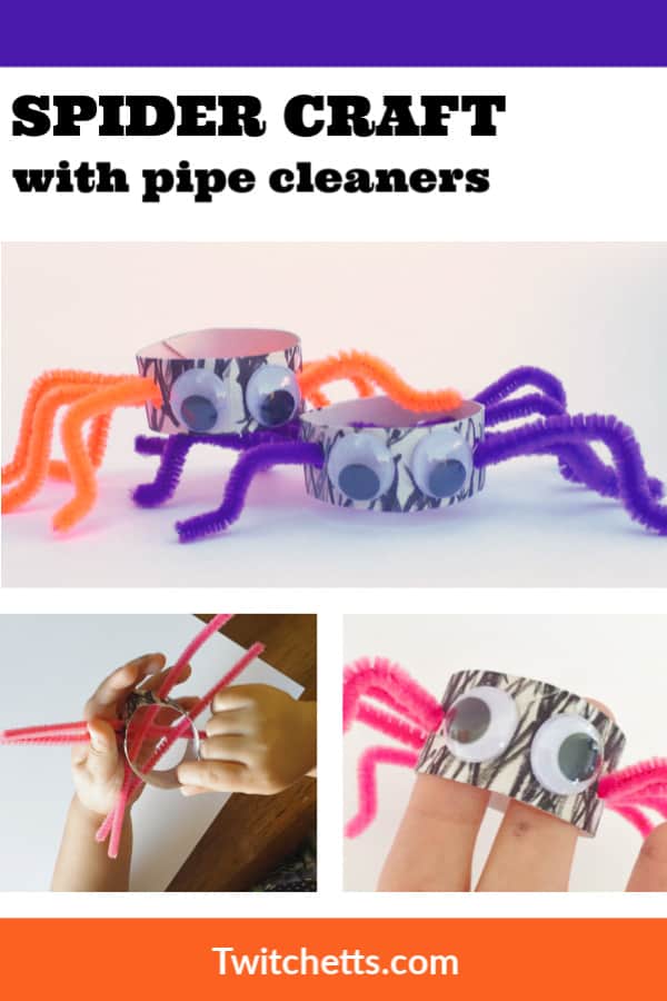 Create an easy spider craft with pipe cleaners. Perfect for preschoolers. #twitchetts