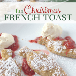 This Fun French Toast is perfect to serve for Christmas Brunch! With a holiday spice french toast recipe and a strawberry sauce recipe you will love making this for your family!