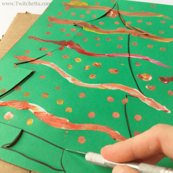 How To Make Painted Christmas Tree Art With Kids - Twitchetts