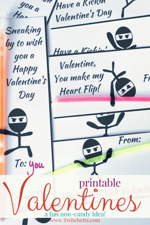 Grab these fun Printable Valentines! They are a fun non-candy Valentine for boys and girls to pass out!