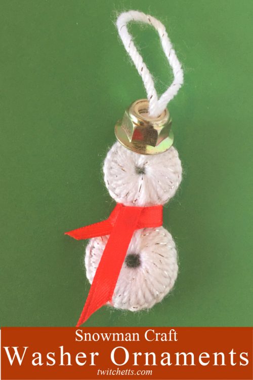 Snowman Ornament - Text Reads: "Snowman Craft - Washer Ornaments"