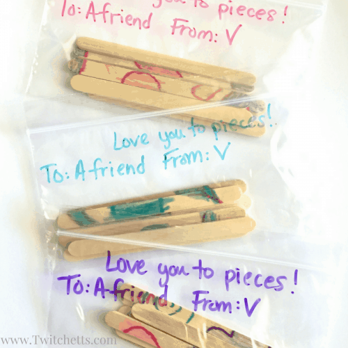 These homemade Valentines are a great non-candy Valentine for your little one to pass out! Don't for get to make a few for a Valentine's Day activity for your own kids to keep at home!