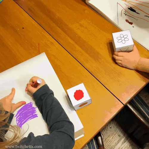 Dice Games for Kids-Printable Dice Pack. Entertain preschoolers, toddlers, and kindergartners with these fun dice games. use the gross motor dice to get your wiggles out. Use the shapes and drawing prompts to explore creativity! Mix and Match for a variety of games!