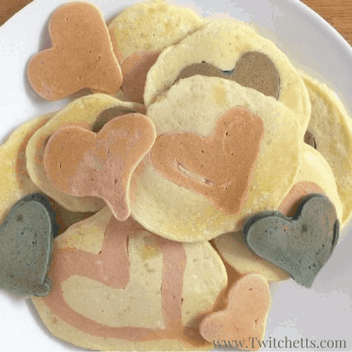 These Naturally Dyed Homemade Pancakes are perfect to make for Valentine's Day Breakfast! These heart pancakes can make any breakfast special!