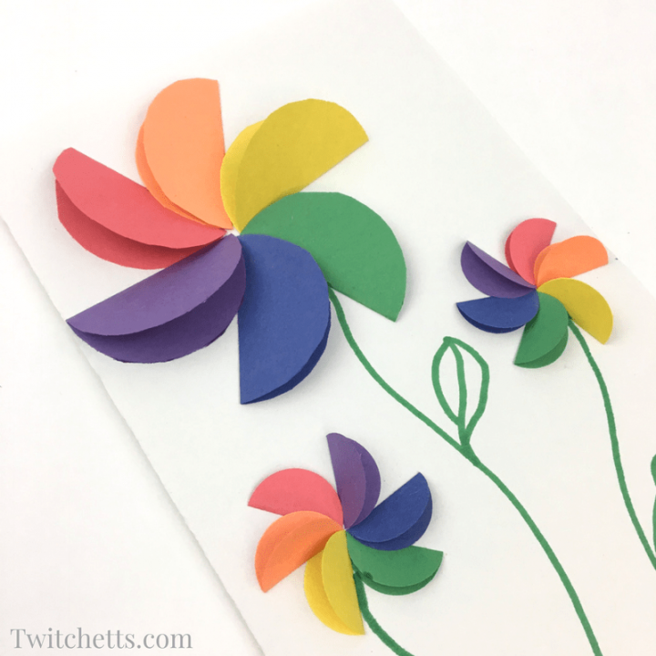 Paper Roll Flower Art For Kids - Easy Rainbow Flowers