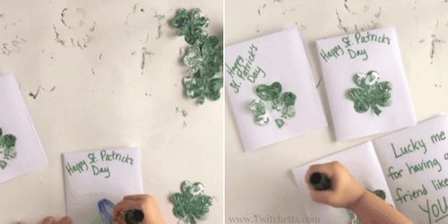 This Shamrock craft is a fun addition to your St Patrick's Day Crafts for Kids. Shake to some music and the result will be this beautiful St Patrick's day art. A fun addition to our paper crafts for kids collection.