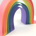 3D paper rainbow. Text reads "3D paper craft. Rainbow Art"