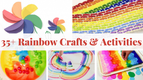 Rainbow crafts and rainbow activities. Create educational fun, rainbow toys, find rainbow books, and be inspired by all things rainbow in this roundup of over 35 rainbow kids crafts and fun kids activities.