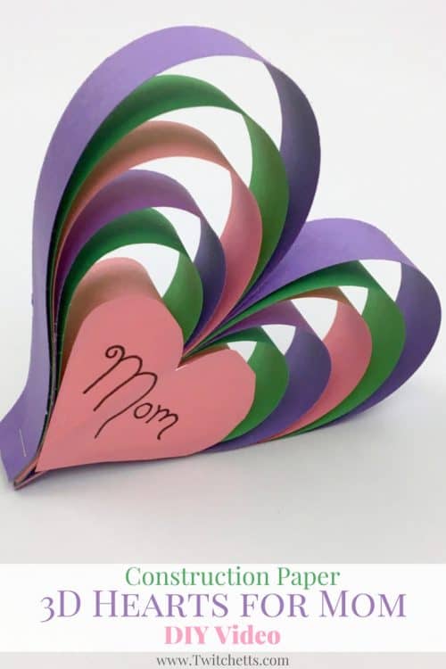 Create this fun construction paper craft for Mom this year! This 3d paper heart craft is perfect for Mother's Day or Moms birthday. Can easily be created for anyone you love!