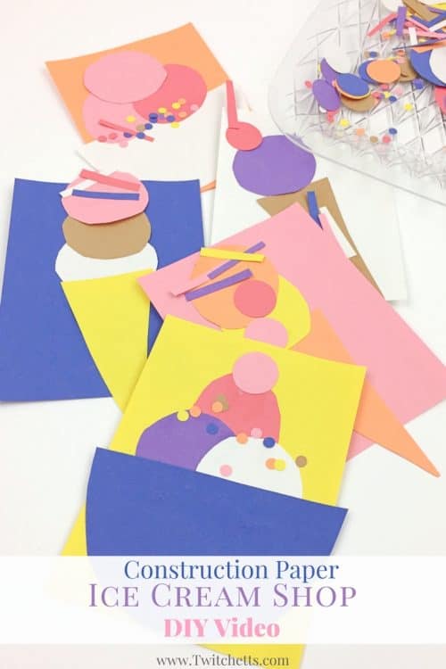 This ice cream shop is a fun invitation to create for your kiddos! Construction paper crafts for kids!