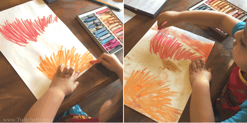 Soft pastels for beginners. Ths pastel technique is the perfect way to introduce pastels to kids. Includes a free template to help your little one create their pastel art.