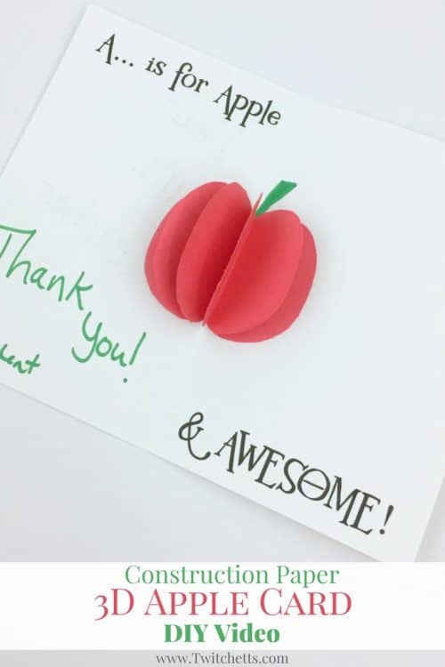 Create this fun 3D Apple Card for teacher appreciation week or anytime you need an apple project for kids! This 3D construction paper craft is sure to be fun for the kids.