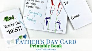 Create an unforgettable Father's Day Book with this printable card for dads. A great DIY gift for dads that your kids can personalize!