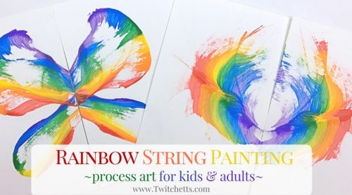 Rainbow String painting is a fun process art. String art for kids creates beautiful thread paintings that are never the same.