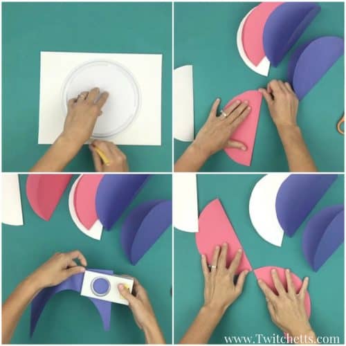 Create these amazing giant construction paper flowers in red white and blue.  They are perfect patriotic crafts for kids.  